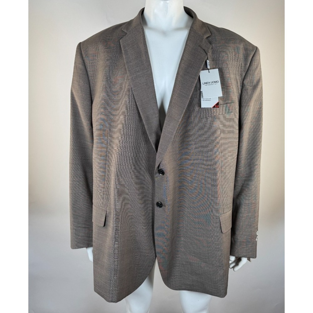 Linea Uomo 2PC Set Performance Suit Jacket & Pants Mens 60R NWT Stretch Wool Tan
